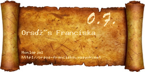 Orsós Franciska névjegykártya