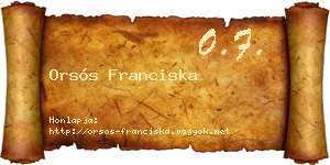Orsós Franciska névjegykártya
